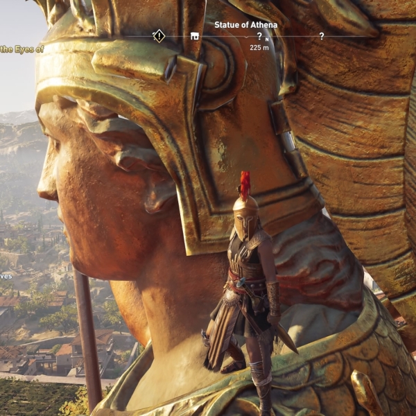 On Athena's shoulder